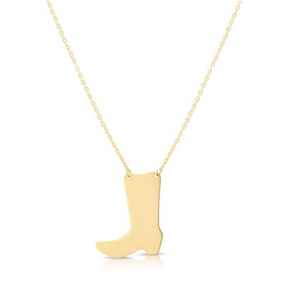14K Gold Cowboy Boot Necklace - Picture 1 of 1